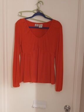 W by Worth Orange Long-Sleeve Scoop-Neck Top